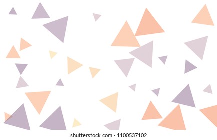 Many Violet, Red and Orange Triangles of Different Size on White Background