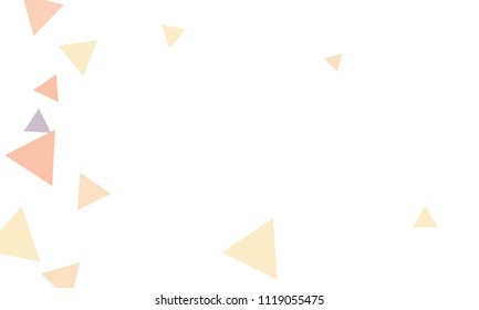 Many Violet, Red and Orange Triangles of Different Size on White Background