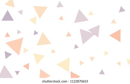 Many Violet, Red and Orange Triangles of Different Size on White Background