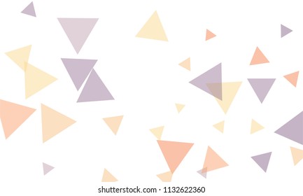 Many Violet, Red and Orange Triangles of Different Size on White Background
