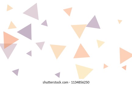 Many Violet, Red and Orange Triangles of Different Size on White Background