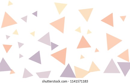 Many Violet, Red and Orange Triangles of Different Size on White Background