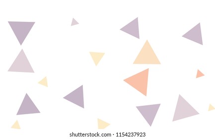 Many Violet, Red and Orange Triangles of Different Size on White Background