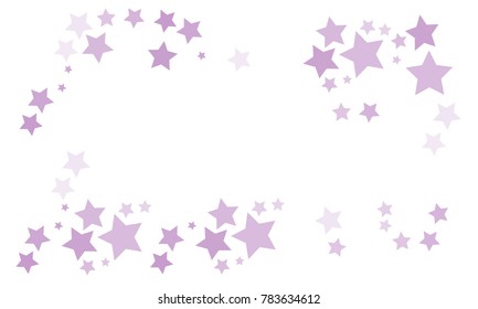 Many Violet Stars of Different Color Tone and Size on White Background