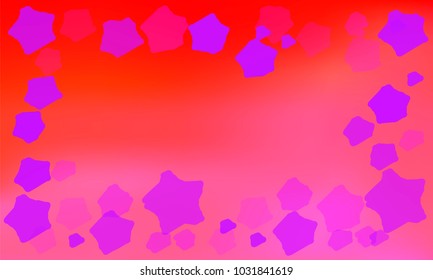 Many Violet Stars of Different Size and Color Tone on Red and Pink Gradient Background