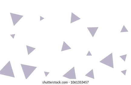 Many Violet Triangles of Different Size on White Background