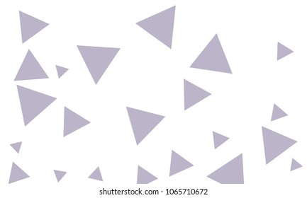 Many Violet Triangles of Different Size on White Background
