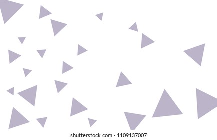 Many Violet Triangles of Different Size on White Background