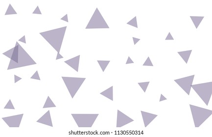 Many Violet Triangles of Different Size on White Background