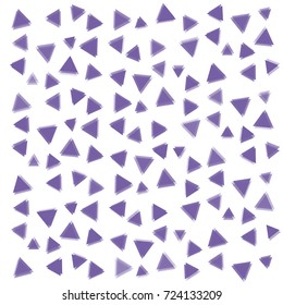 Many Violet Triangles of Different Size on White Background