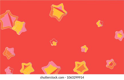 Many Violet, Yellow, Red and Pink Stars of Different Size