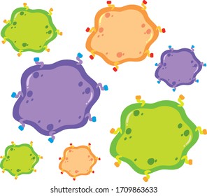 Many virus cells on the wall illustration