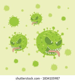 Many virus cells with a scary face