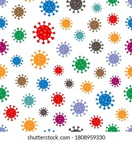 Many viruses of different sizes and colors, seamless medical pattern, healthcare background