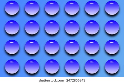 Muchas gotas de agua y fondo azul ilustración 3d 
