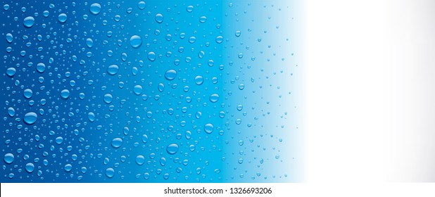 many water drops on blue background with place for text	