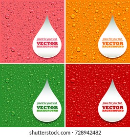 many water drops on different color background with place for text