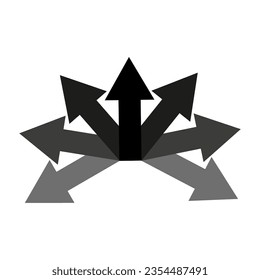 Icono de flecha direccional de muchas maneras. Signo de horquilla de flecha. Ilustración vectorial. EPS 10.