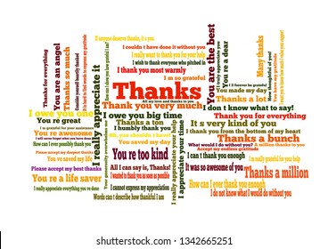 Many ways to say thank you word cloud