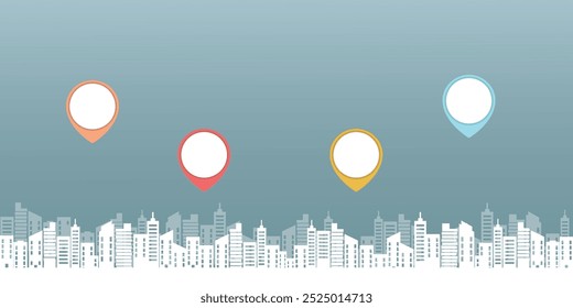 Many white buildings lined up next to each other.  There is a network system.