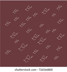 Many White Butterflies of Different Size on Dark Red Background