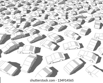 many white cars in a traffic jam