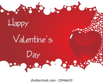 many white falling and one glossy red heart, vector illustration