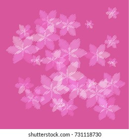 Many White Flowers of Different Size on Pink Background