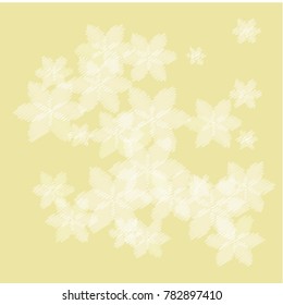 Many White Flowers of Different Size on Light Brown Background