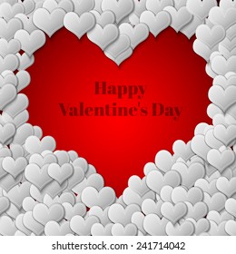 many white hearts together in one big red heart, Vector illustration.