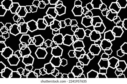 Many white hexagons on black background