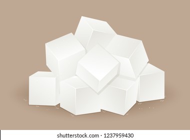 Many White Sugar Cube  Illustration