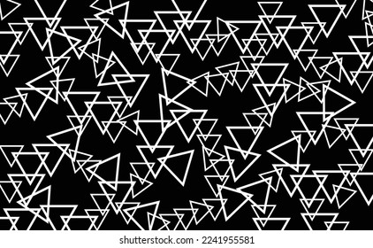 Many white triangles superimposed on a black background.