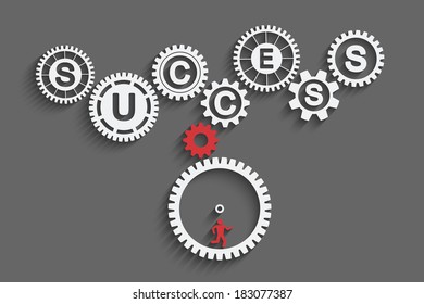 Many work for business success. Infographic gears concept