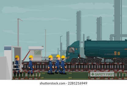 Many workers are coming in to the factory
