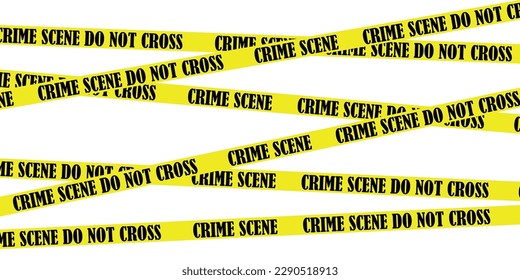 Many yellow crime scene tapes on white background