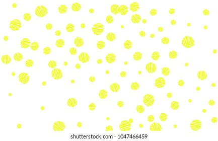 Many Yellow Embroidered Circles of Different Size on White Background