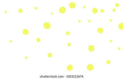 Many Yellow Embroidered Circles of Different Size on White Background