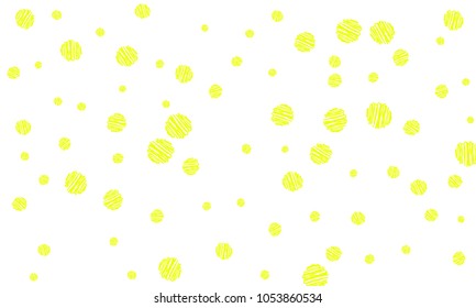 Many Yellow Embroidered Circles of Different Size on White Background