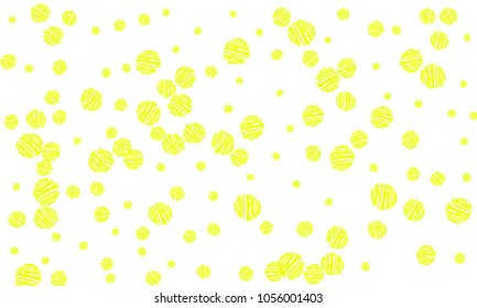 Many Yellow Embroidered Circles of Different Size on White Background