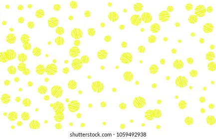 Many Yellow Embroidered Circles of Different Size on White Background