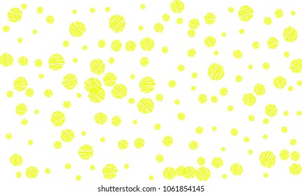 Many Yellow Embroidered Circles of Different Size on White Background