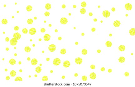 Many Yellow Embroidered Circles of Different Size on White Background