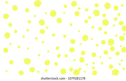 Many Yellow Embroidered Circles of Different Size on White Background