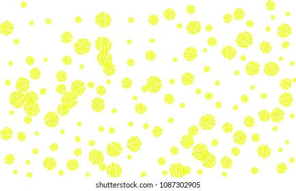 Many Yellow Embroidered Circles of Different Size on White Background