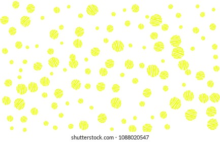 Many Yellow Embroidered Circles of Different Size on White Background