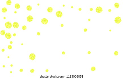 Many Yellow Embroidered Circles of Different Size on White Background