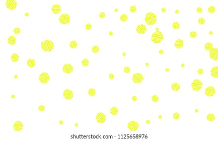 Many Yellow Embroidered Circles of Different Size on White Background