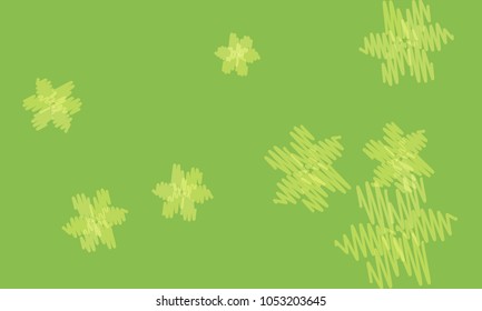 Many Yellow Flowers of Different Size on Green Background