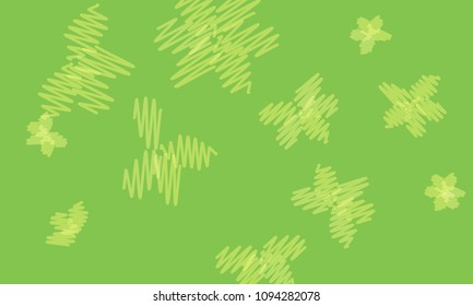 Many Yellow Flowers of Different Size on Green Background